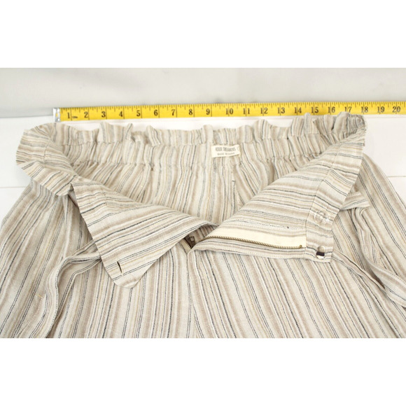4Our Dreamers Shorts Linen Blend Paperbag Drawstring Metallic Stripe Women L Tan - Picture 5 of 10